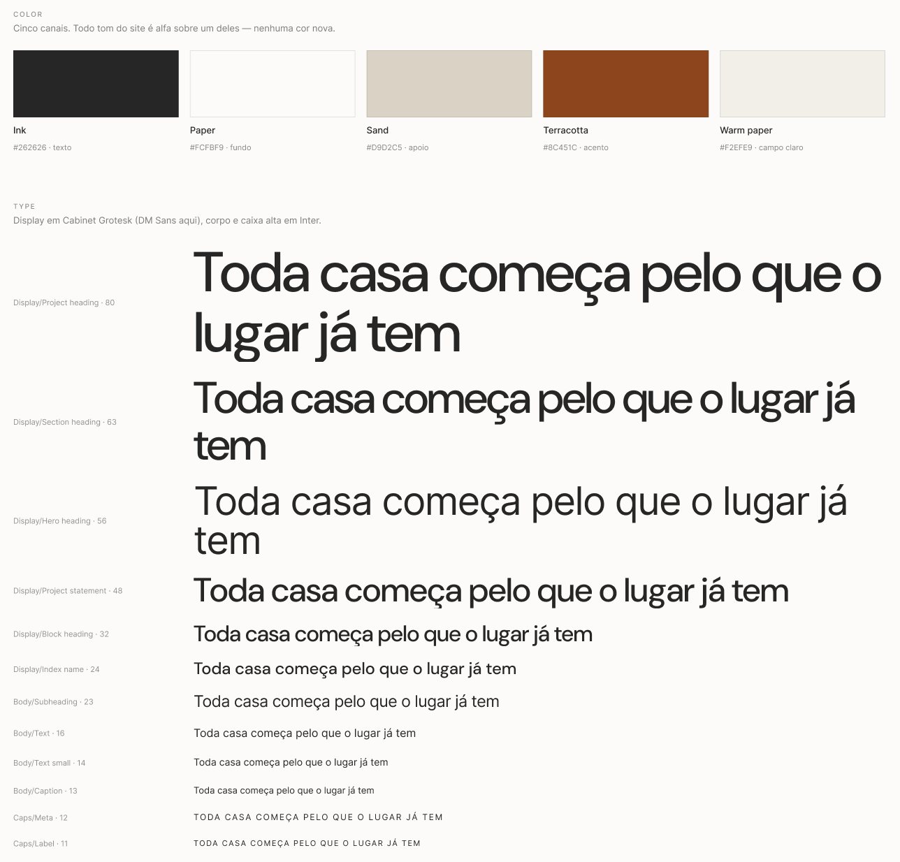 Design system colors and type scale