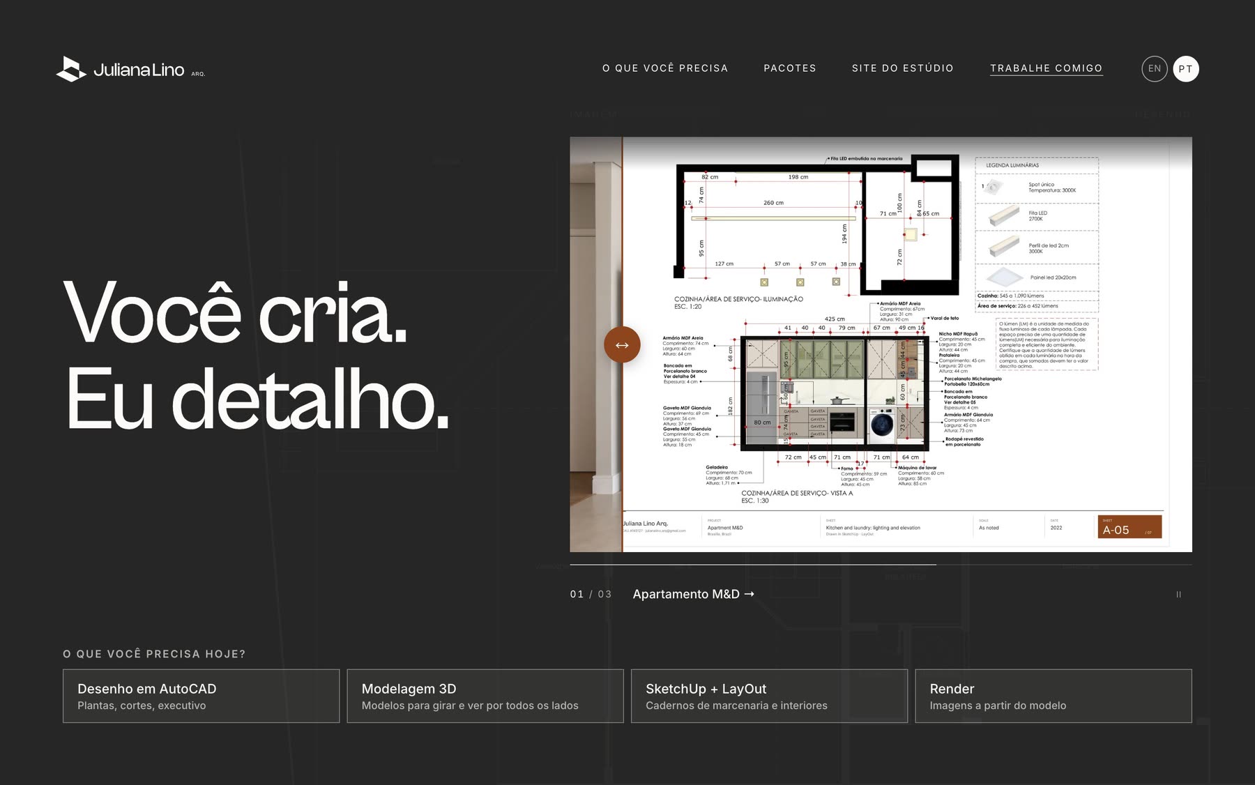 For studios page opening: You design. I detail.